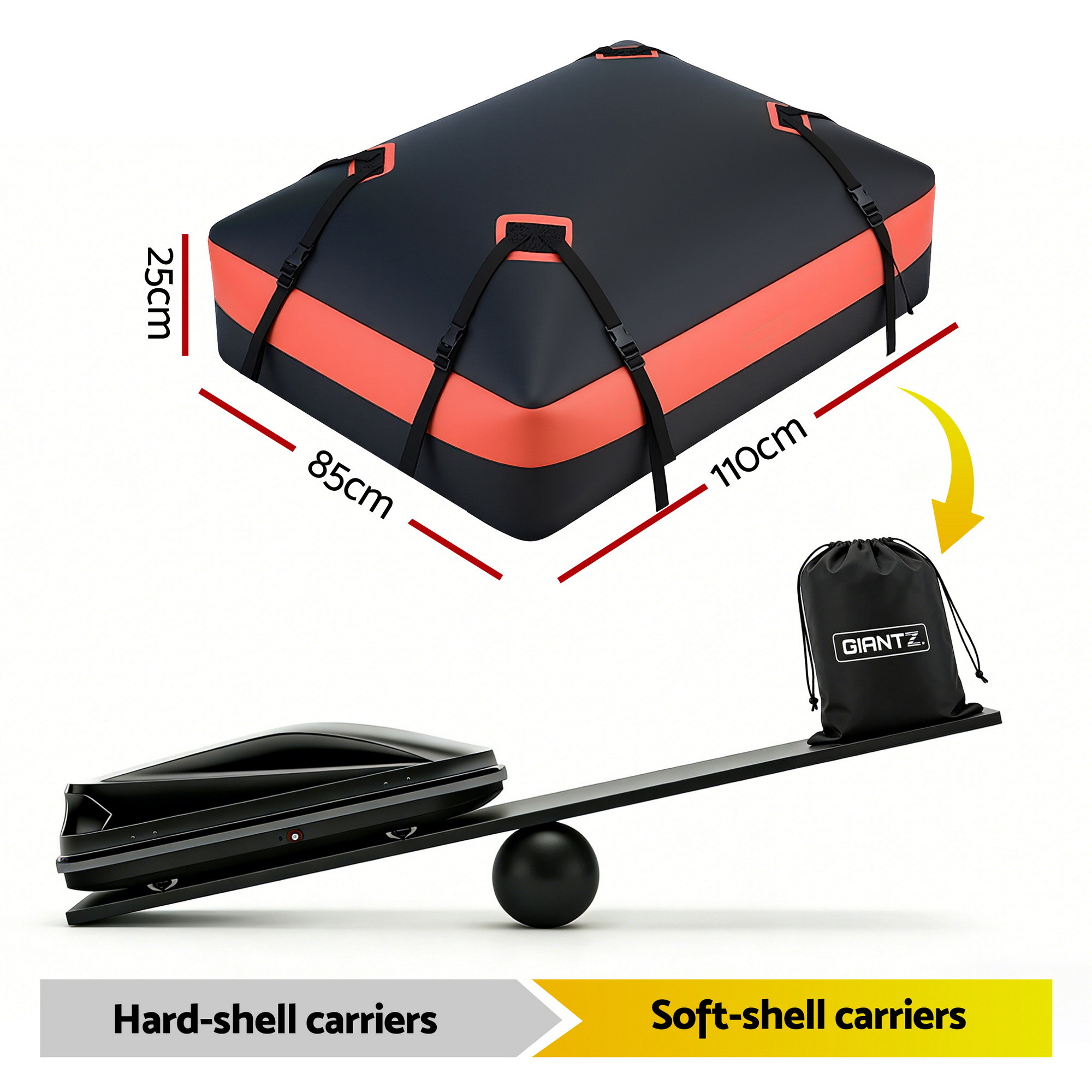 Alternative view of Waterproof Roof Top Cargo Bag 110x85x25cm - Black