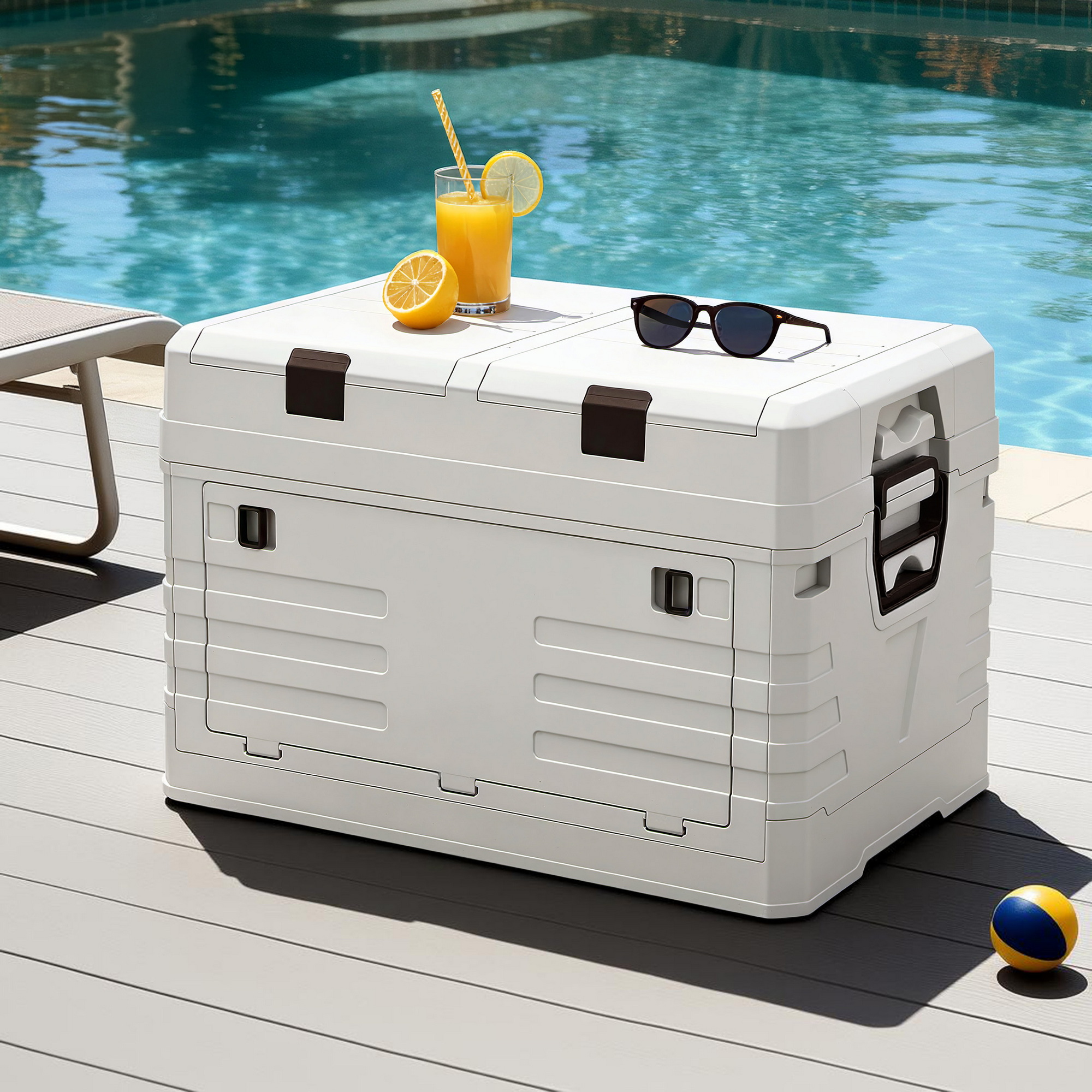 60L Foldable Outdoor Storage Box - Beige