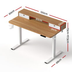 Alternative view of Electric Standing Desk 120x68x117.5cm - White & Oak