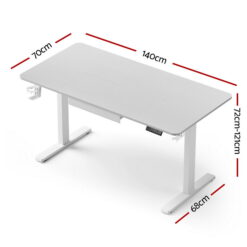Alternative view of Electric Standing Desk 140x68x121cm - White