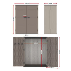 Alternative view of Lockable Garden Shed 143x77x175cm - Grey & Brown