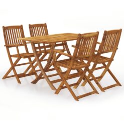 5 Piece Acacia Wood Folding Garden Dining Set – Brown