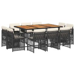11 Piece Garden Dining Set with Cushions - Black & Brown - Complete Storage Solutions