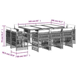 11 Piece Garden Dining Set with Cushions - Black & Brown - Complete Storage Solutions
