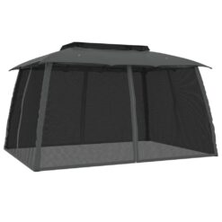 Alternative view of Steel Gazebo with Double Roof & Mesh Walls 3.93x2.93m
