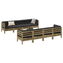 9 Piece Wood Garden Lounge Set with Cushions