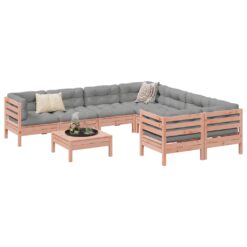 9 Piece Wood Garden Lounge Set with Cushions