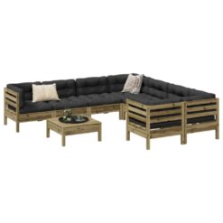Alternative view of 9 Piece Wood Garden Lounge Set with Cushions