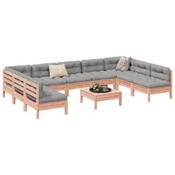 10 Piece Wood Garden Lounge Set with Cushions