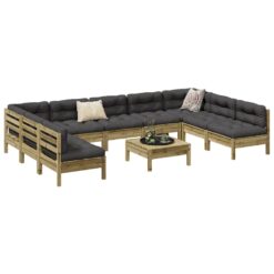 Alternative view of 10 Piece Wood Garden Lounge Set with Cushions