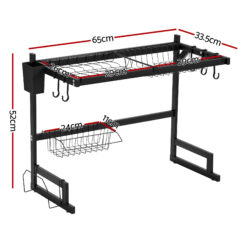 Alternative view of Dish Drying Rack 65x33.5x52cm - Black