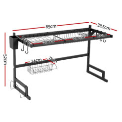Alternative view of Dish Drying Rack 85x33.5x52cm - Black