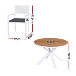 Alternative view of 5 Piece Aluminium Dining Set - White