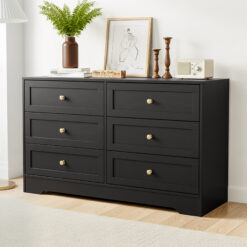 6 Chest Drawers Tallboy Cabinet - Black