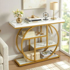 105cm Marble Effect Console Table