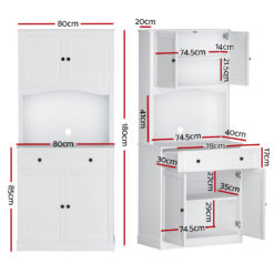 Buffet Sideboard 80x40x180cm - White - Complete Storage Solutions