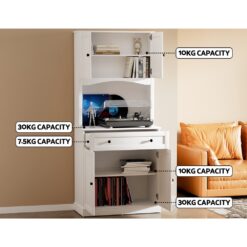 Buffet Sideboard 80x40x180cm - White - Complete Storage Solutions