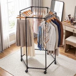 Clothes Rack Airer Rail Coat Stand - Black