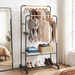 Clothes Rack Double Rod Airer Rail - Black