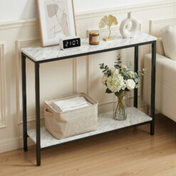 Marble Effect Console Table Entryway Display Desk