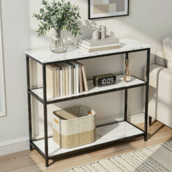 90cm Marble Effect Console Table