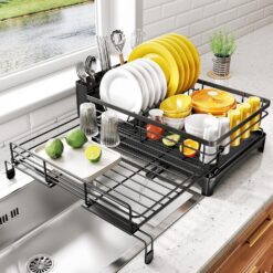 Expandable Dish Drying Rack Drainage Spout
