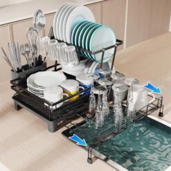 Expandable Dish Drying Rack Drainage Spout