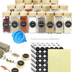 24 Glass Spice Jars Bamboo Lids