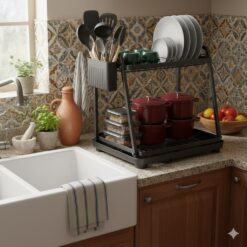 Alternative view of 2-Tier Dish Drying Rack Kitchen Countertop