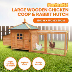 Alternative view of Large Wooden Chicken Coop Rabbit Hutch