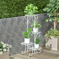 4-Tier Plant Stand - White