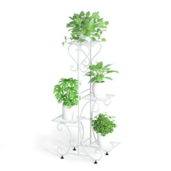 Alternative view of 4-Tier Plant Stand - White