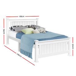 Alternative view of King Single Wooden Bed Frame - White