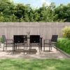 7 Piece Poly Rattan Garden Dining Set - Black - Complete Storage Solutions