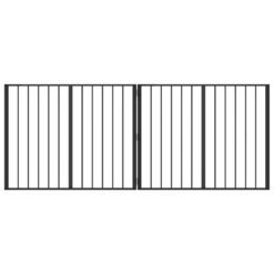 Alternative view of 2 Piece Steel Dog Gate Galvanised 200.5x1.5x80cm - Black