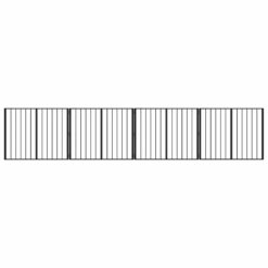 Alternative view of 4 Piece Steel Dog Gate Galvanised 401x1.5x80cm - Black