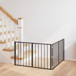 2 Piece Steel Dog Gate Galvanised 200.5x1.5x60cm - Black