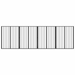 Alternative view of 4 Piece Steel Dog Gate Galvanised 321x1.5x100cm - Black