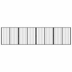 Alternative view of 4 Piece Steel Dog Gate Galvanised 321x1.5x80cm - Black