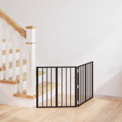2 Piece Steel Dog Gate Galvanised 120.5x1.5x60cm - Black