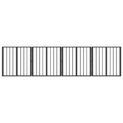 Alternative view of 4 Piece Steel Dog Gate Galvanised 241x1.5x60cm - Black