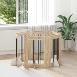 6 Piece Dog Gate with Stands 362x34x80cm