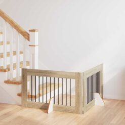 2 Piece Dog Gate with Stands 200.5x34x60cm