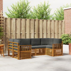 Alternative view of 6 Piece Sectional Sofa Set with Cushion – Natural & Anthracite