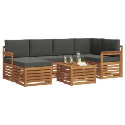 7 Piece Sectional Sofa Set with Cushion – Natural & Anthracite