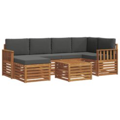 Alternative view of 7 Piece Sectional Sofa Set with Cushion – Natural & Anthracite