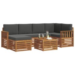 7 Piece Sectional Sofa Set with Cushion – Natural & Anthracite