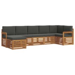 7 Piece Sectional Sofa Set with Cushion – Natural & Anthracite