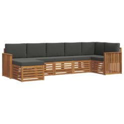 7 Piece Sectional Sofa Set with Cushion – Natural & Anthracite