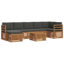 Alternative view of 8 Piece Acacia Wood Outdoor Sofa Set – Natural & Anthracite